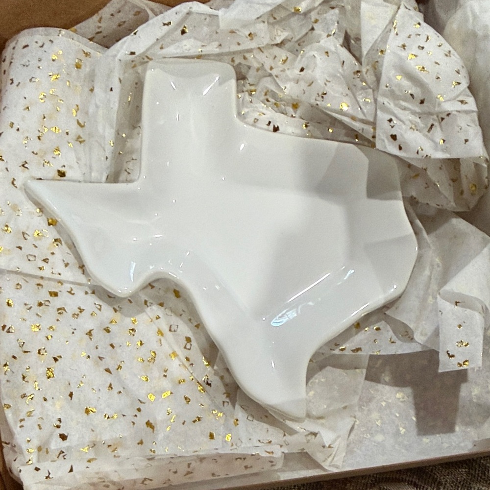 White Ceramic Texas Shaped Dish